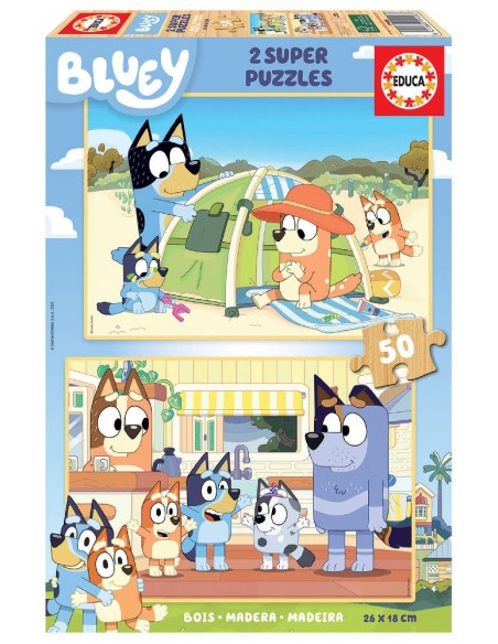 PUZZLE MADERA BLUEY 2X50-PIEZAS