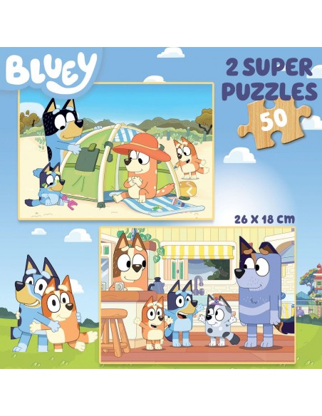 PUZZLE MADERA BLUEY 2X50-PIEZAS