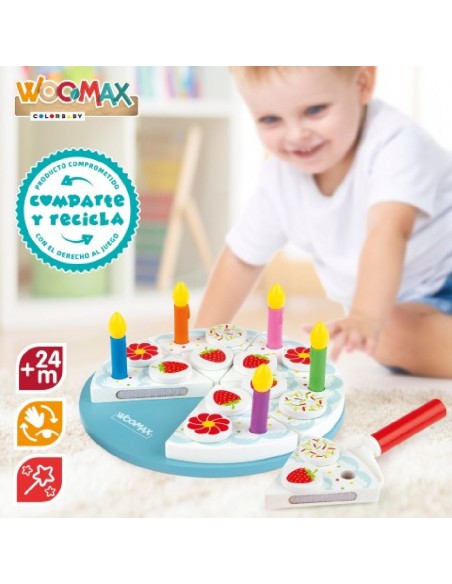 SET TARTA CUMPLEAÑOS MADERA