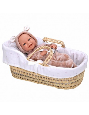 MUÑECO ZOE 42-CM.CANASTILLA DE MIMBRE