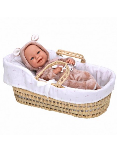 MUÑECO ZOE 42-CM.CANASTILLA DE MIMBRE