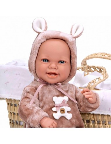 MUÑECO ZOE 42-CM.CANASTILLA DE MIMBRE