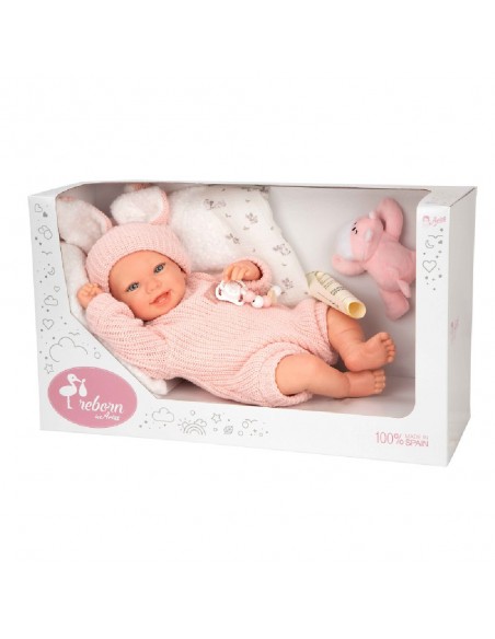 Mueñcas Arias Reborn Lucía con Cojín y Peluche 45 cm