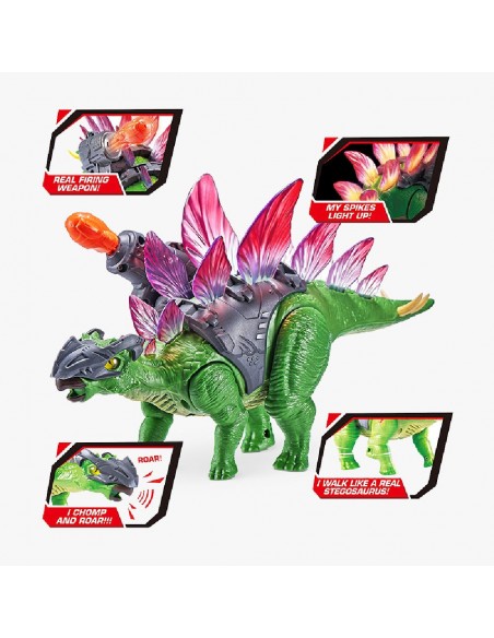 FIGURA STEGOSAURUS ROBO ALIVE DINO WARS MOVIMIENTO Y SONIDOS