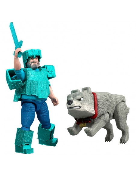 PACK 2 FIGURAS MINECRAFT STEVE Y LOBO 2