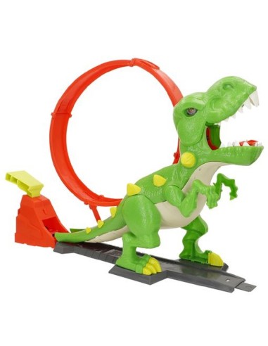 Teamsterz - Pista Lanzadora Con Looping, Dinosaurio Y Coche Metálico