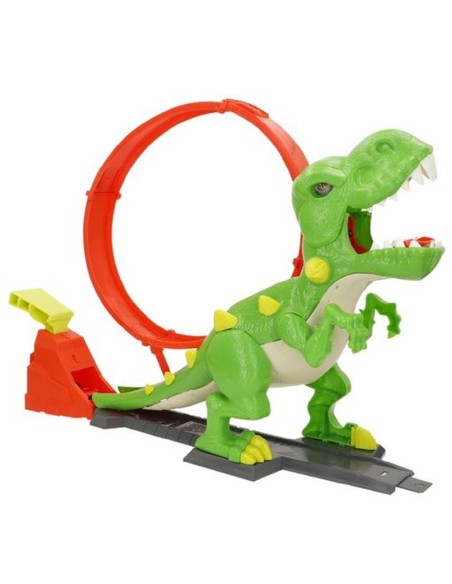 Teamsterz - Pista Lanzadora Con Looping, Dinosaurio Y Coche Metálico