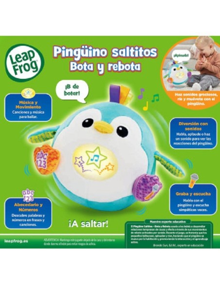 Pingüino saltitos Bota y rebota, Juguete para bebé +12 Meses, Pingüino Interactivo con Movimiento