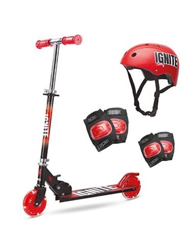 PATINETE + CASCO + RODILLERAS ROJO Y...