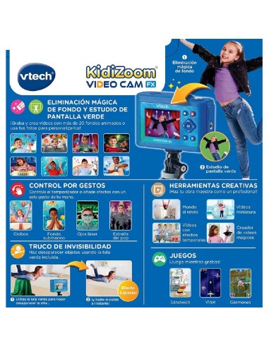 Vtech - Cámara de vídeo Kidizoom FX azul para niños