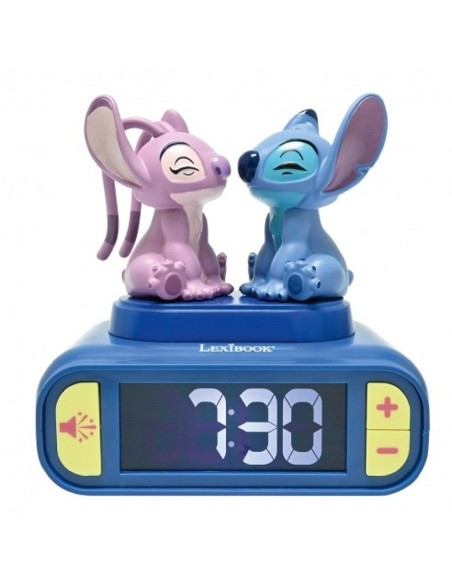 DESPERTADOR 3D CON LUZ STICH Y ANGEL
