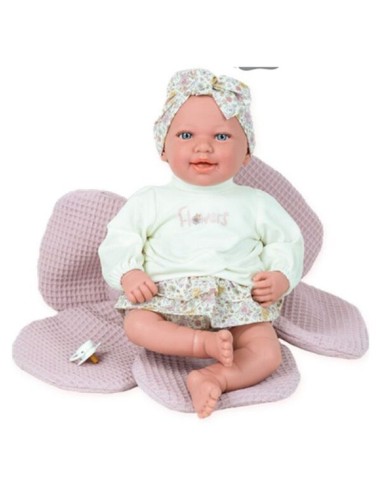 MUÑECA ADI ROSA C/MANTA FLOR 45-CMS.
