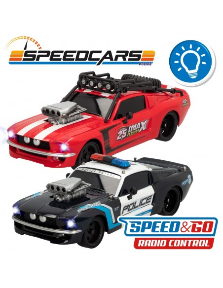 Pack 2 coches radiocontrol policía y ladrón 1:16 Speed & Go