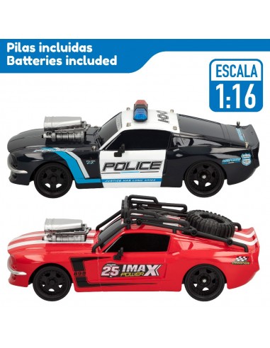 Pack 2 coches radiocontrol policía y ladrón 1:16 Speed & Go