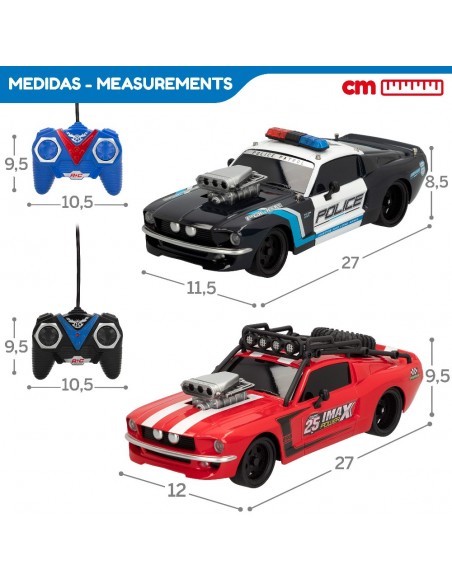 Pack 2 coches radiocontrol policía y ladrón 1:16 Speed & Go