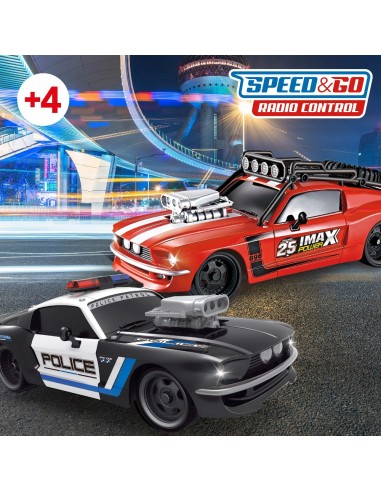 Pack 2 coches radiocontrol policía y ladrón 1:16 Speed & Go